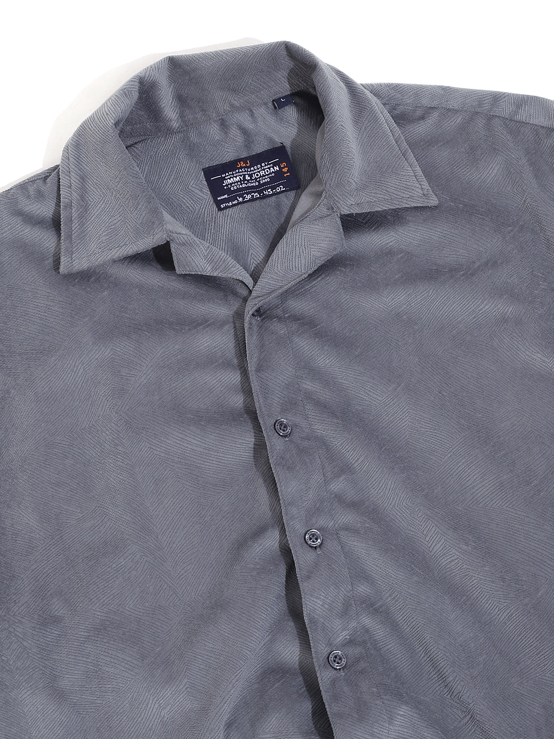 Grey Corduroy Velvet Half Sleeve Shirt
