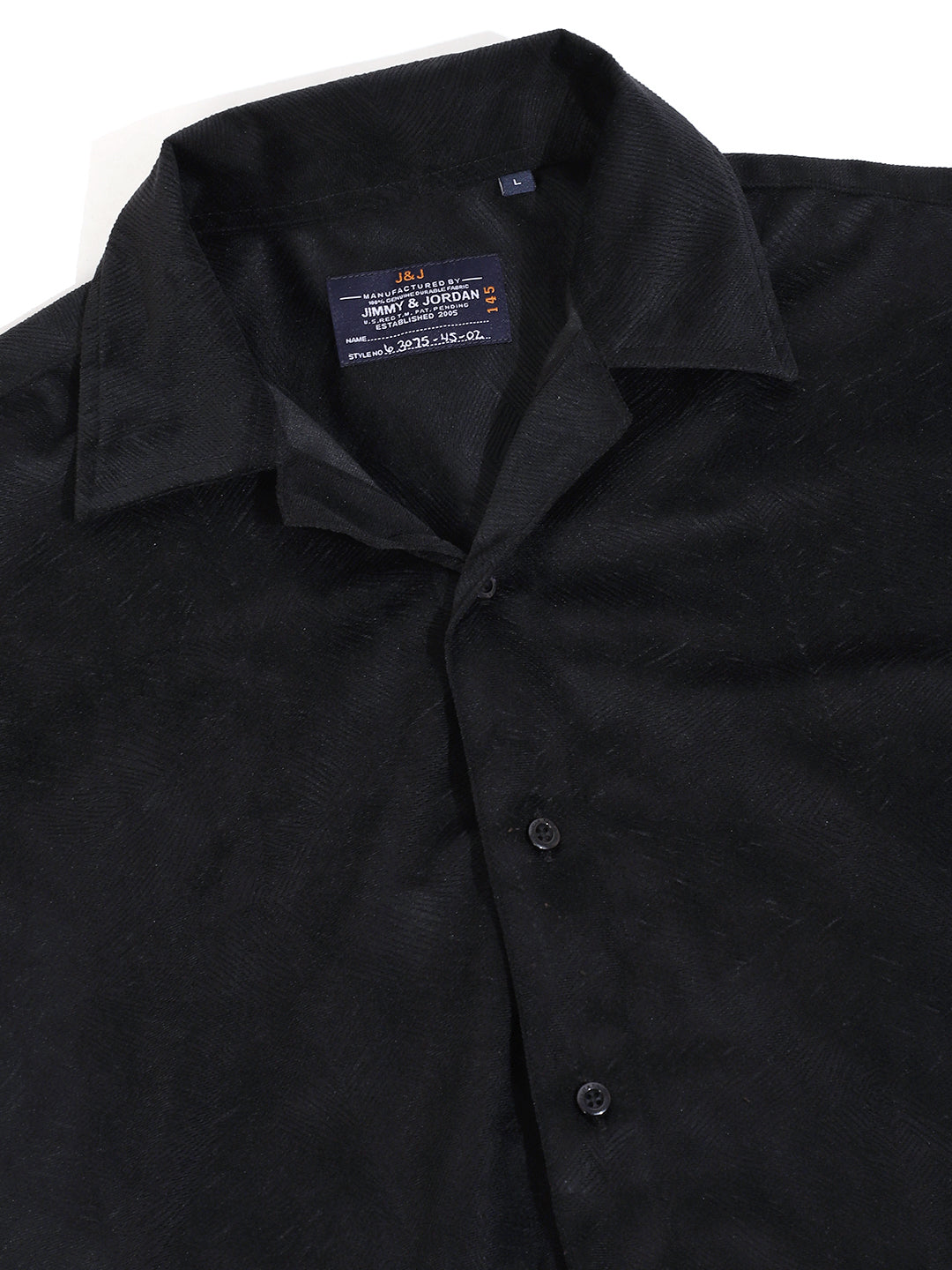 Black Corduroy Velvet Half Sleeve Shirt