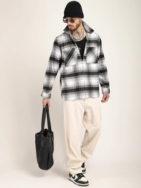 Palladium Threads Pure Woolen Grey Check Shacket