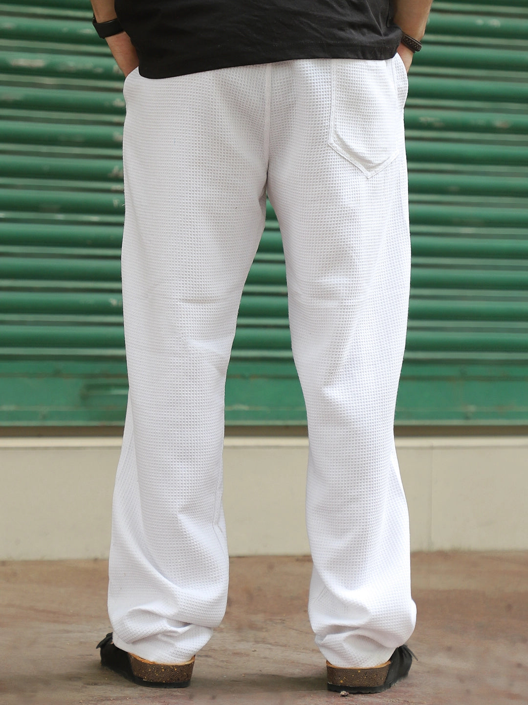 Brunel White Baggy Fit Textured Trouser