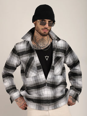 Palladium Threads Pure Woolen Grey Check Shacket