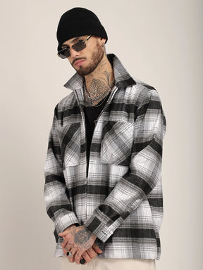 Palladium Threads Pure Woolen Grey Check Shacket