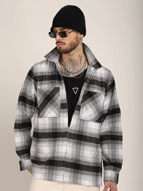 Palladium Threads Pure Woolen Grey Check Shacket