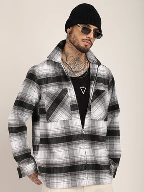 Palladium Threads Pure Woolen Grey Check Shacket