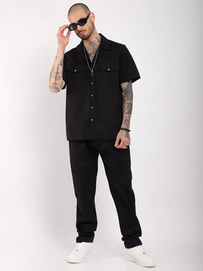 Antonio Cotton Black Co-Ord Set With Tich Button