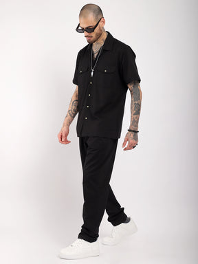 Antonio Cotton Black Co-Ord Set With Tich Button