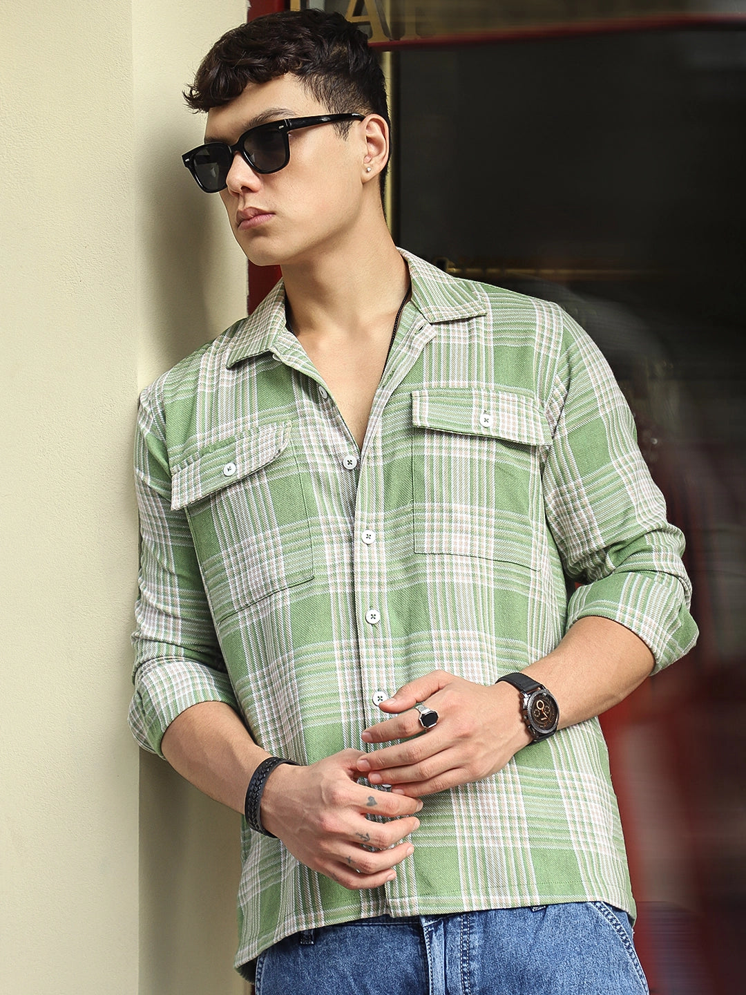 Fiore Blu Pear Green Check Shirt