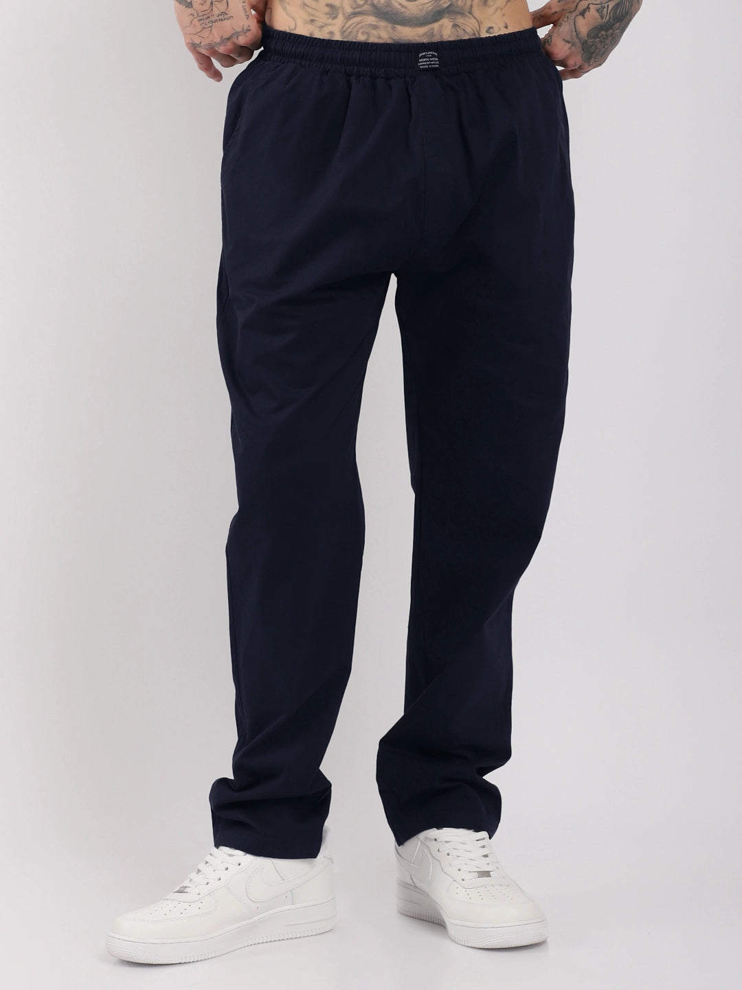 Antonio Cotton Navy Blue With Tich Button Co-Ord Set