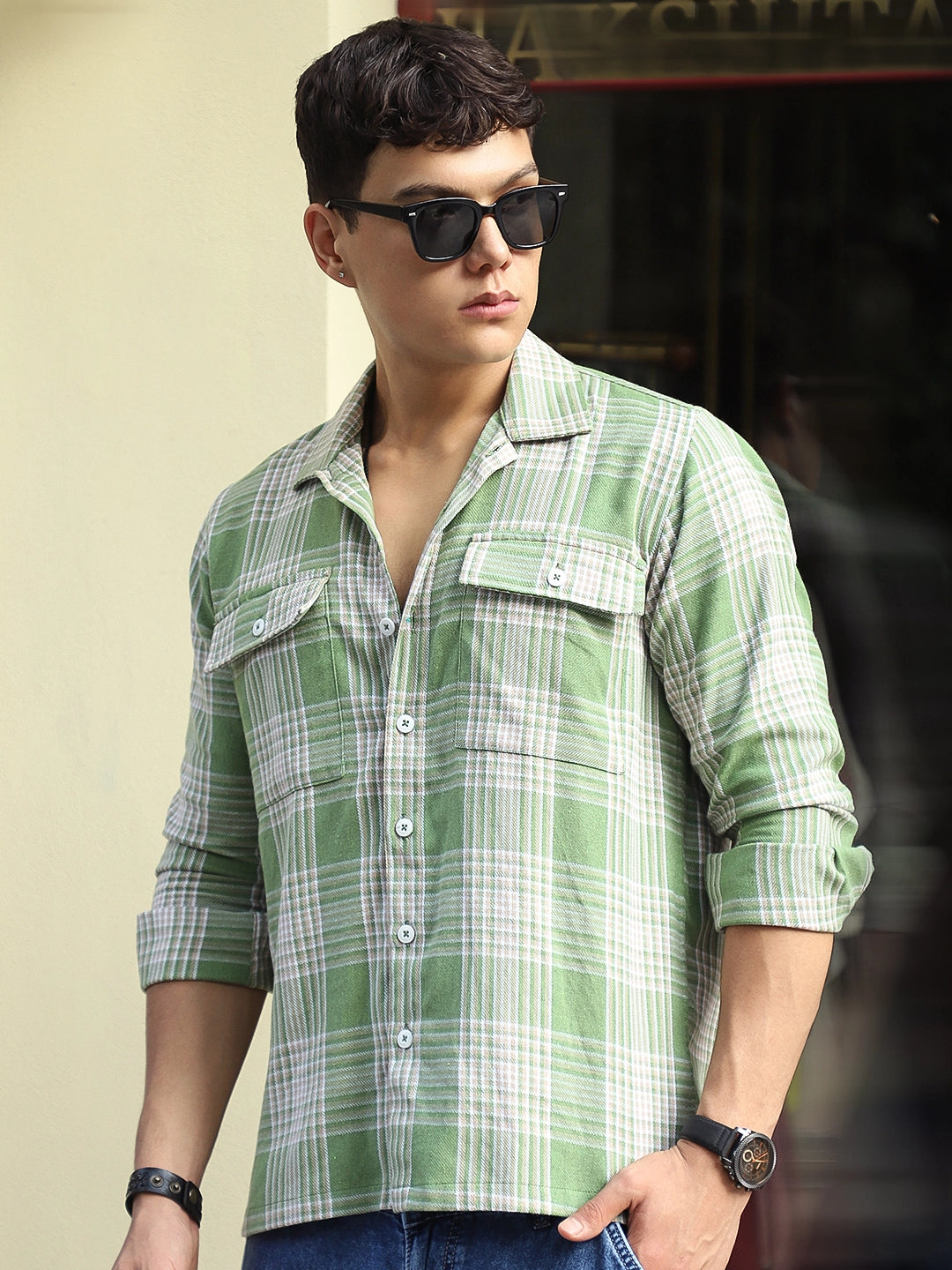 Fiore Blu Pear Green Check Shirt