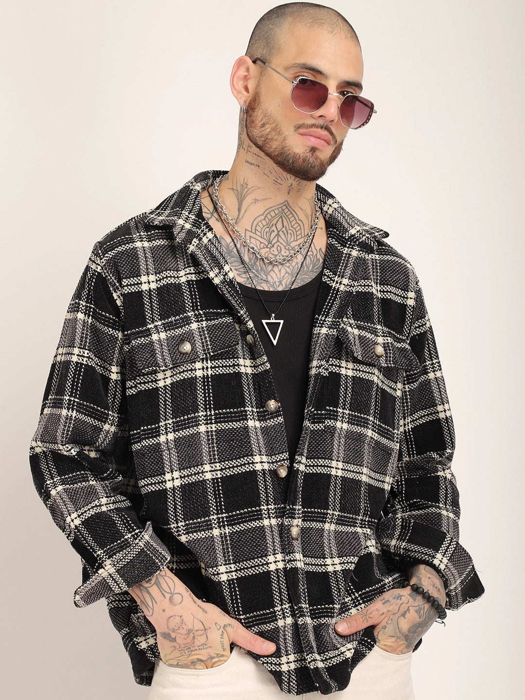 Black & White Winter Velvet Shirt