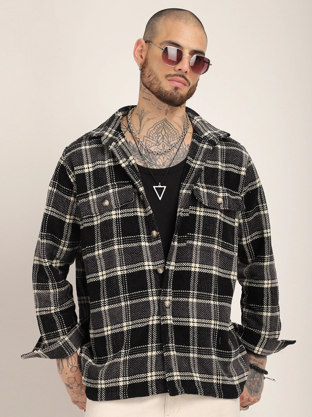 Black & White Winter Velvet Shirt