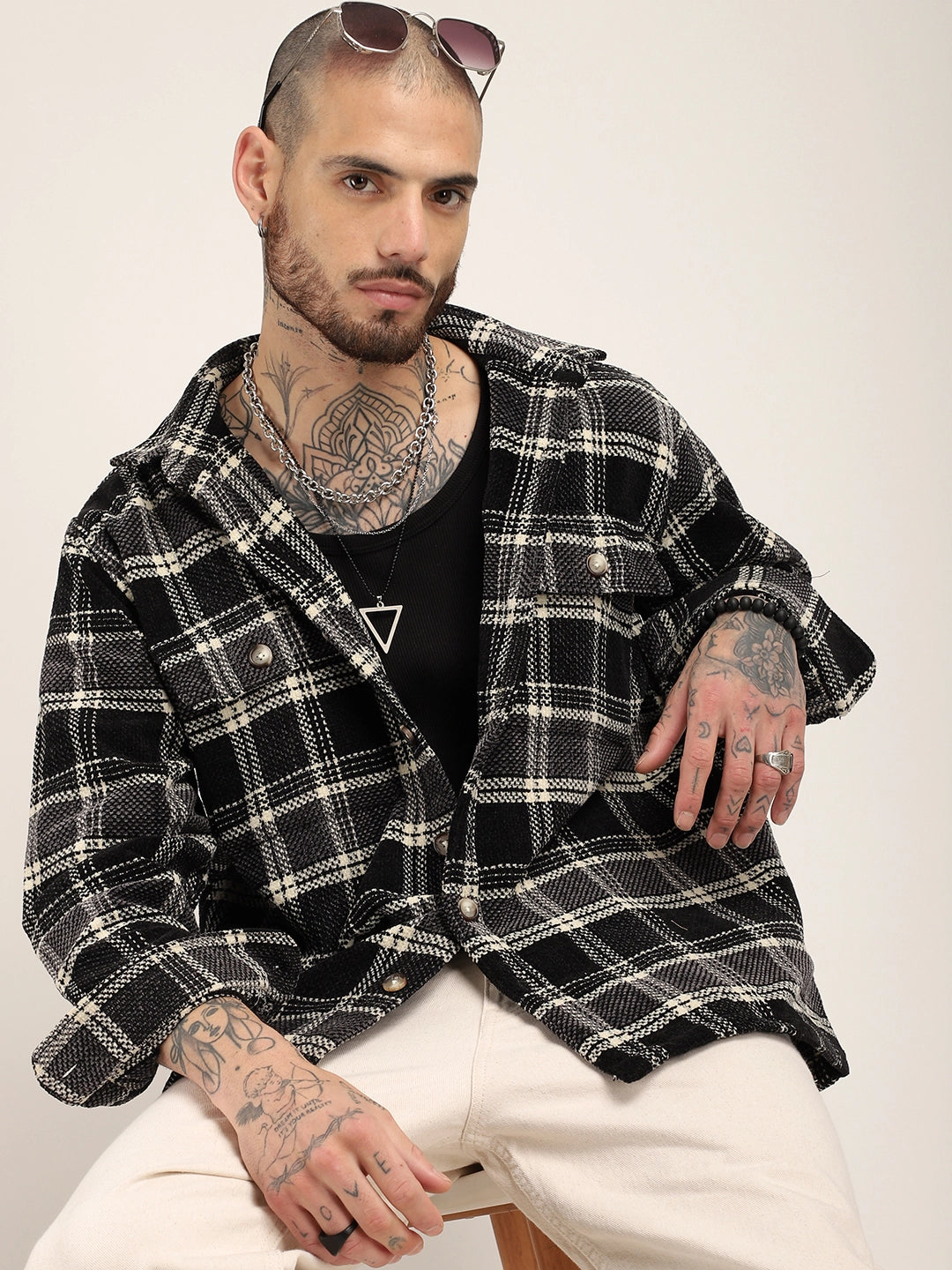 Black & White Winter Velvet Shirt