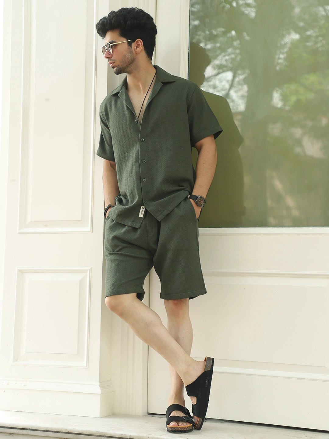 Minimalist Textured Dark Green Co-Ord Set