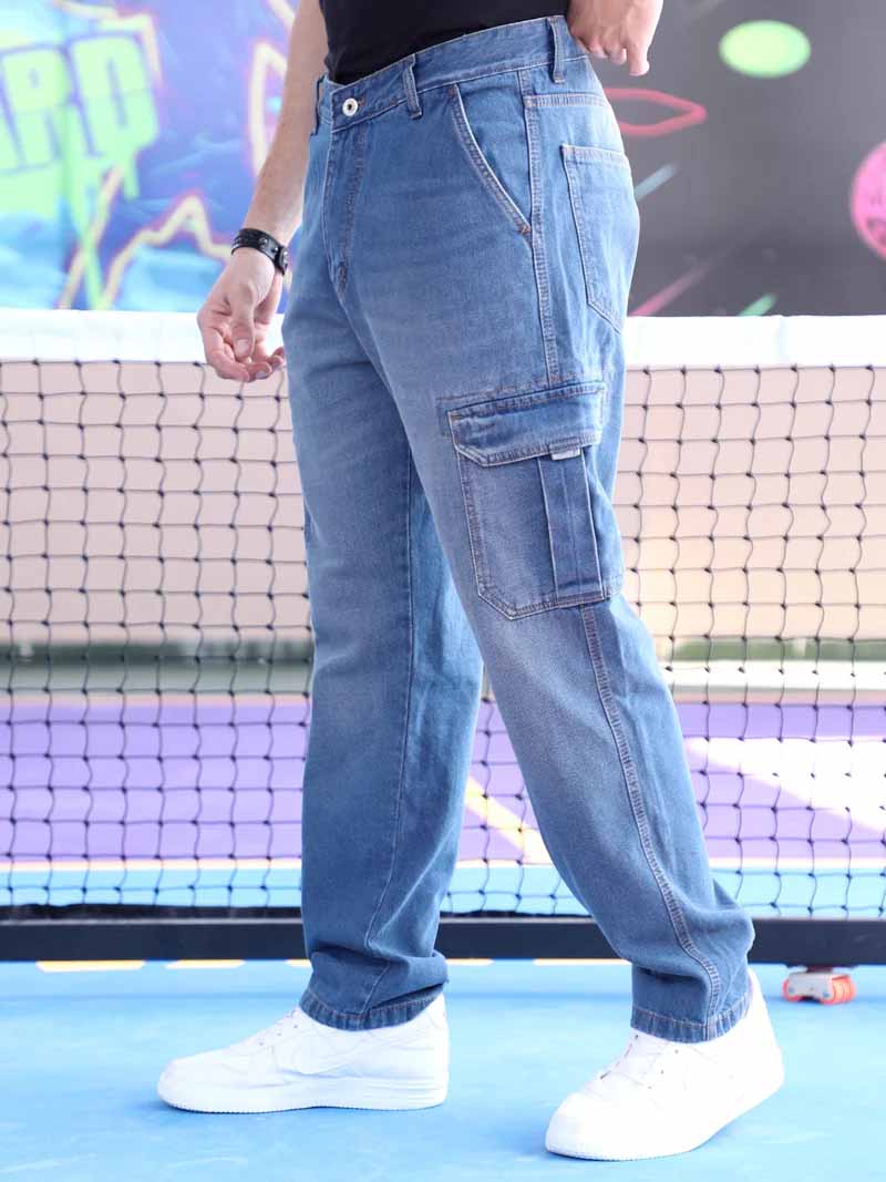 Vireon Tint Blue Baggy Fit Denim Cargo