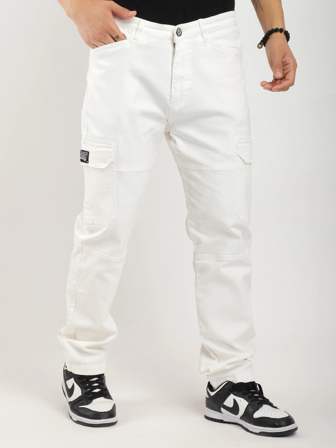 Terminator White Baggy Fit Denim Cargo