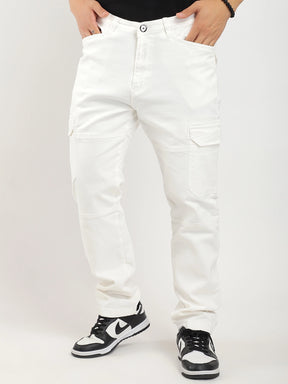 Terminator White Baggy Fit Denim Cargo