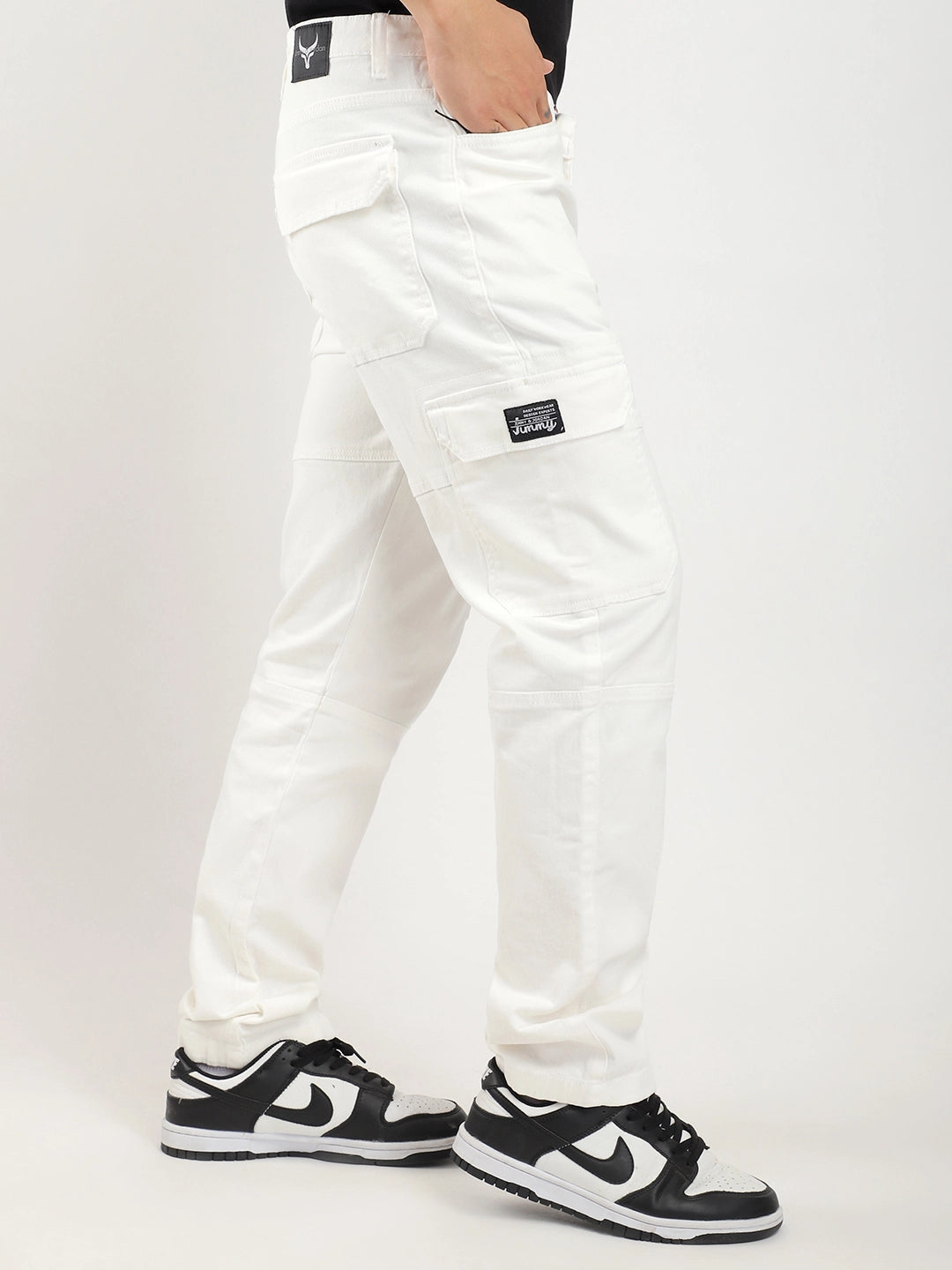 Terminator White Baggy Fit Denim Cargo