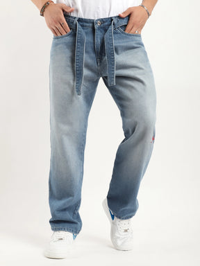 Korean Belt Tint Blue Denim Jeans