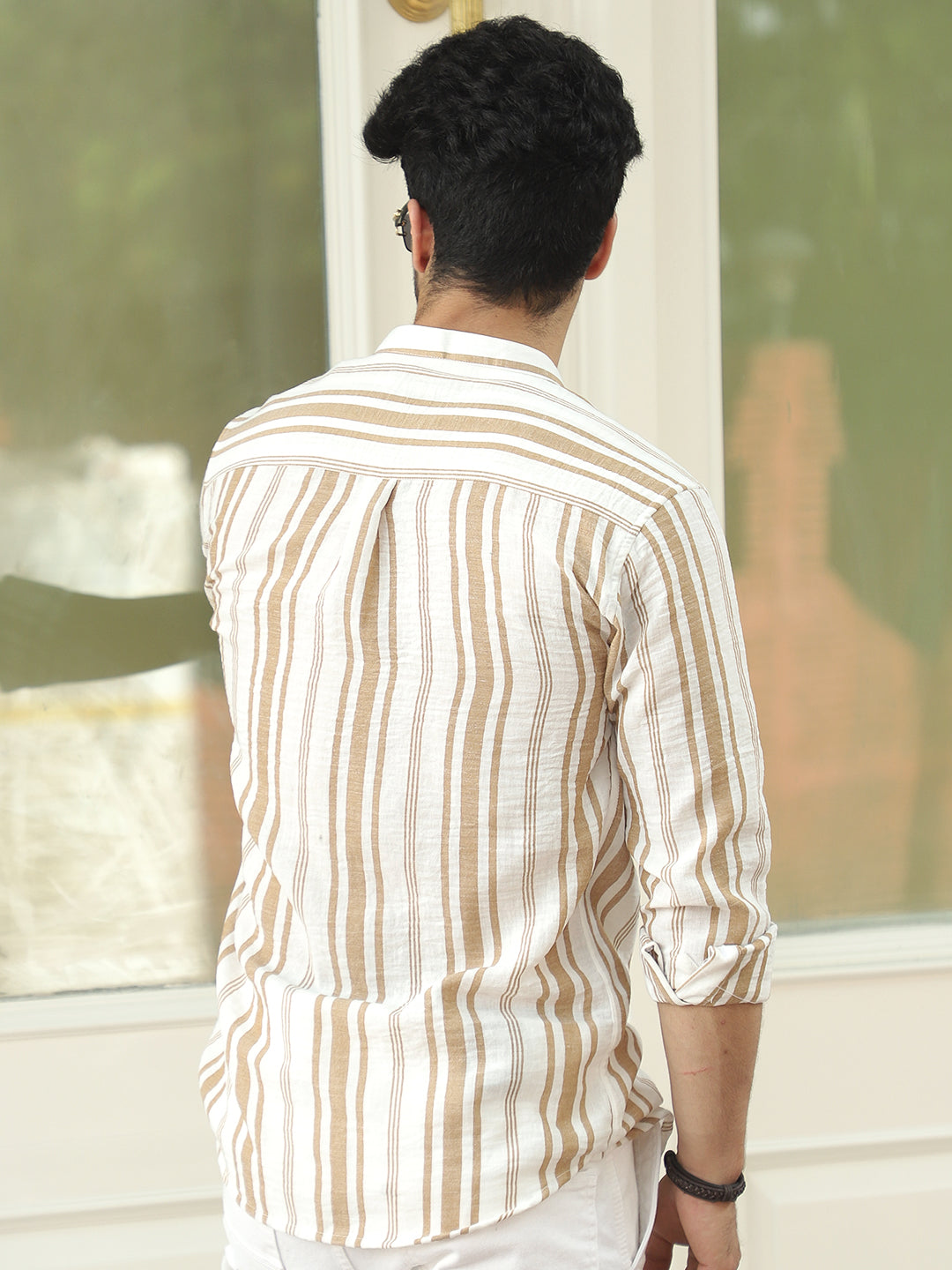 Regent Stripe Caramel Brown Shirt