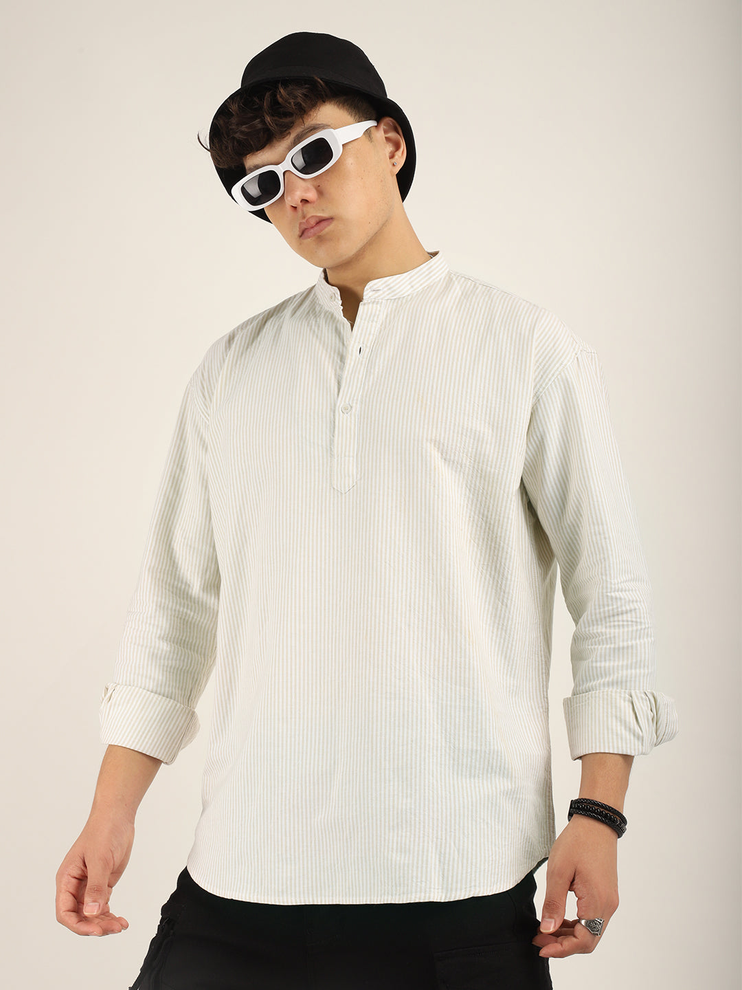 Marco Oxford Beige Short Kurta