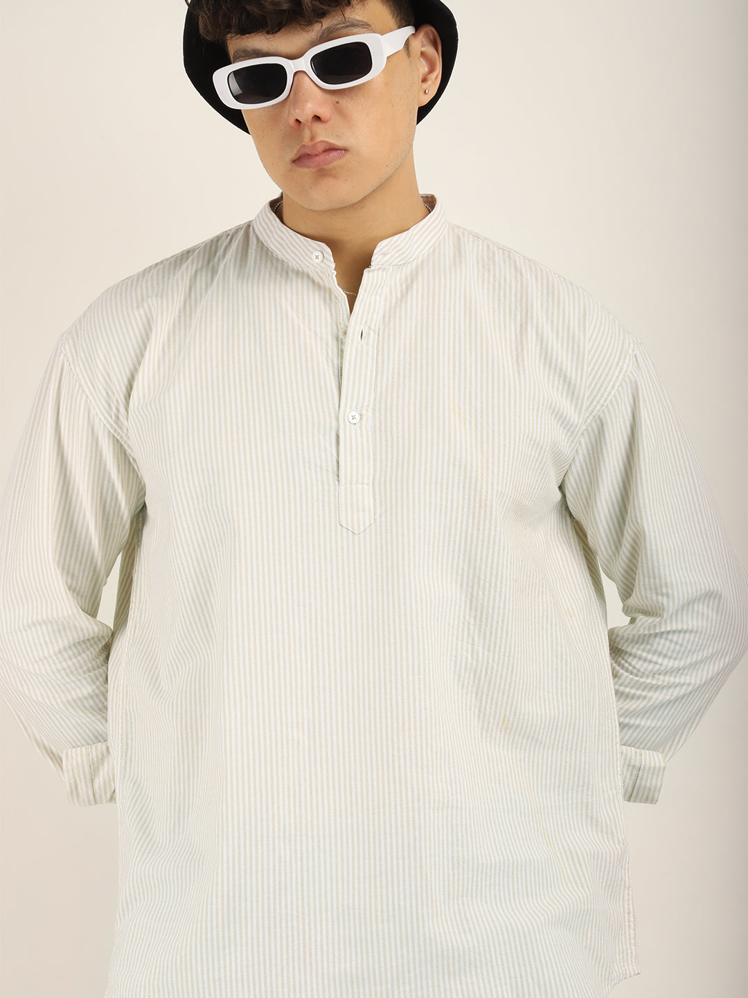 Marco Oxford Beige Short Kurta