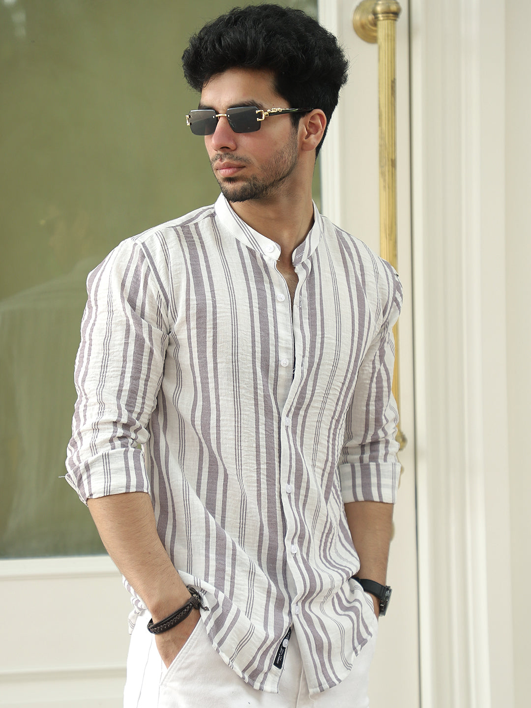 Regent Stripe Grape Purple Shirt