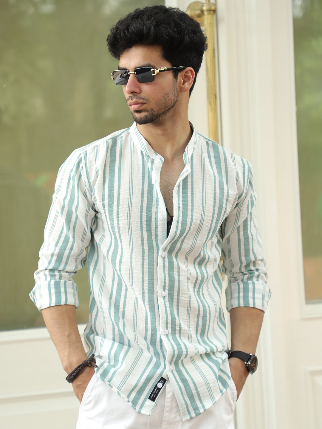 Regent Stripe Emerald Green Shirt