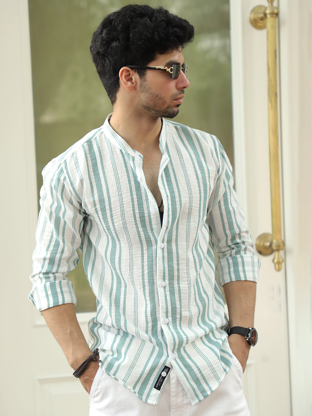 Regent Stripe Emerald Green Shirt