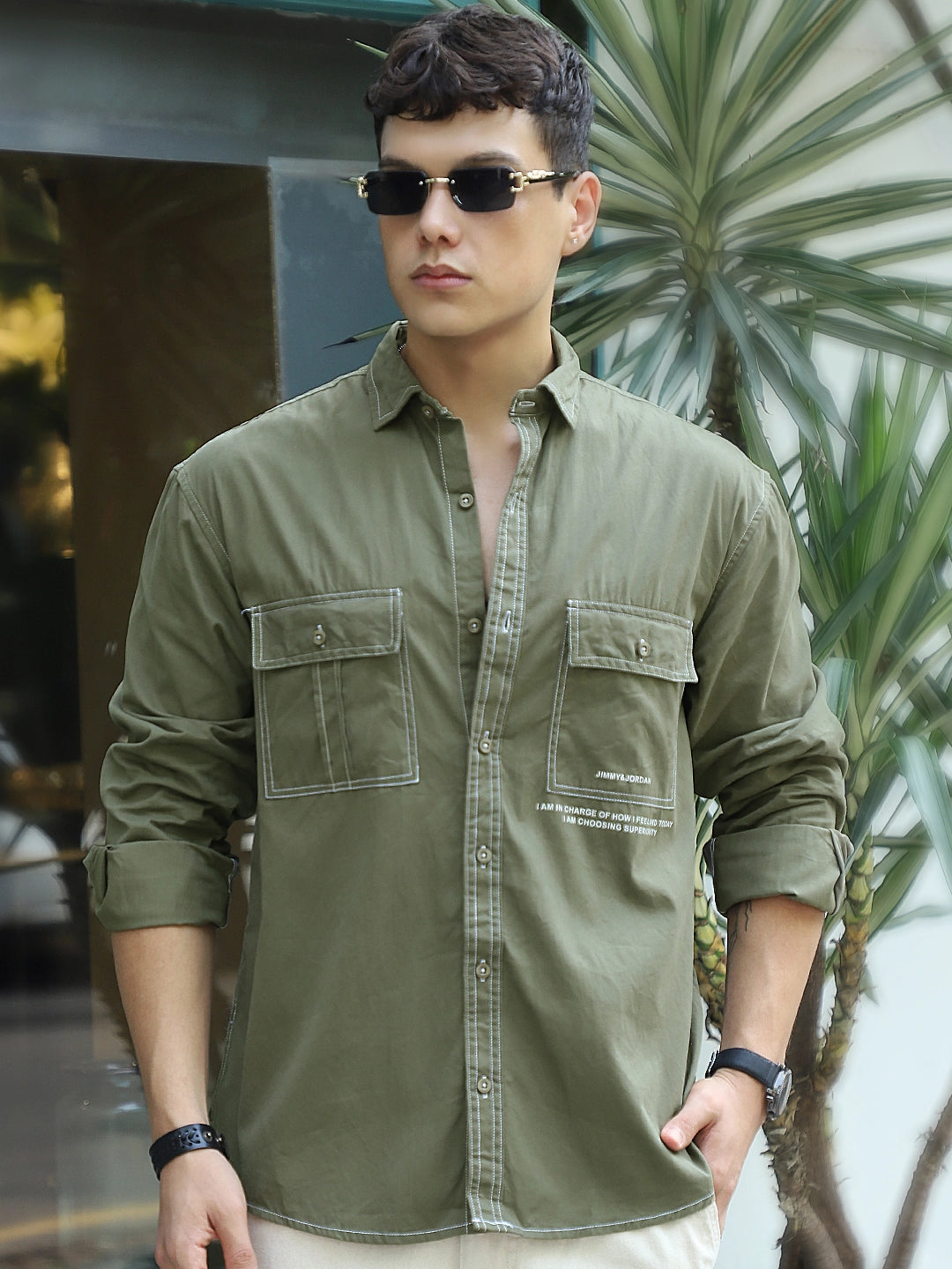 Fabric Lorenzo Twilled Light Olive Full Sleeve Shirt