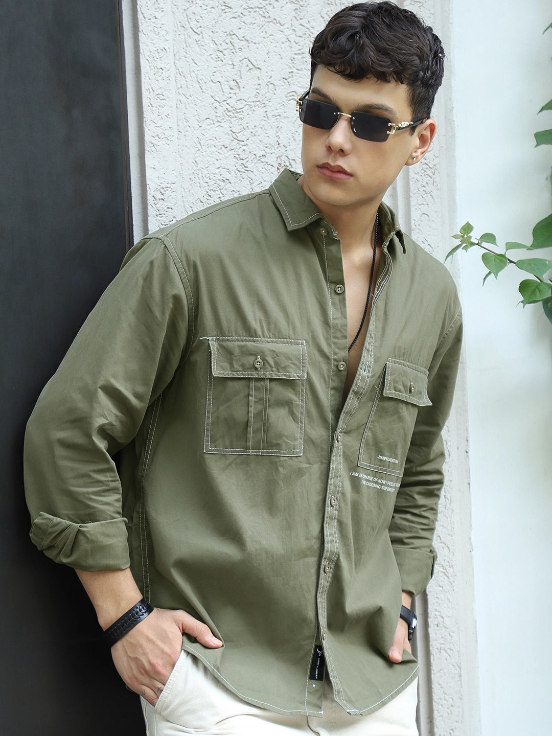 Fabric Lorenzo Twilled Light Olive Full Sleeve Shirt