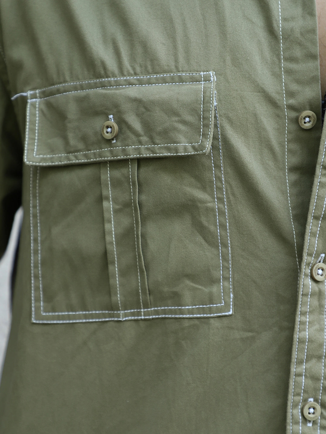 Fabric Lorenzo Twilled Light Olive Full Sleeve Shirt