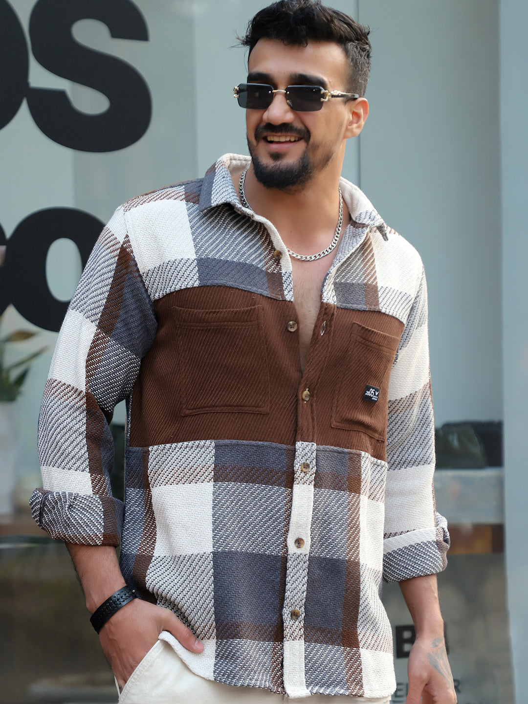 Gravel Room Grey Check Full Sleeve Shirt