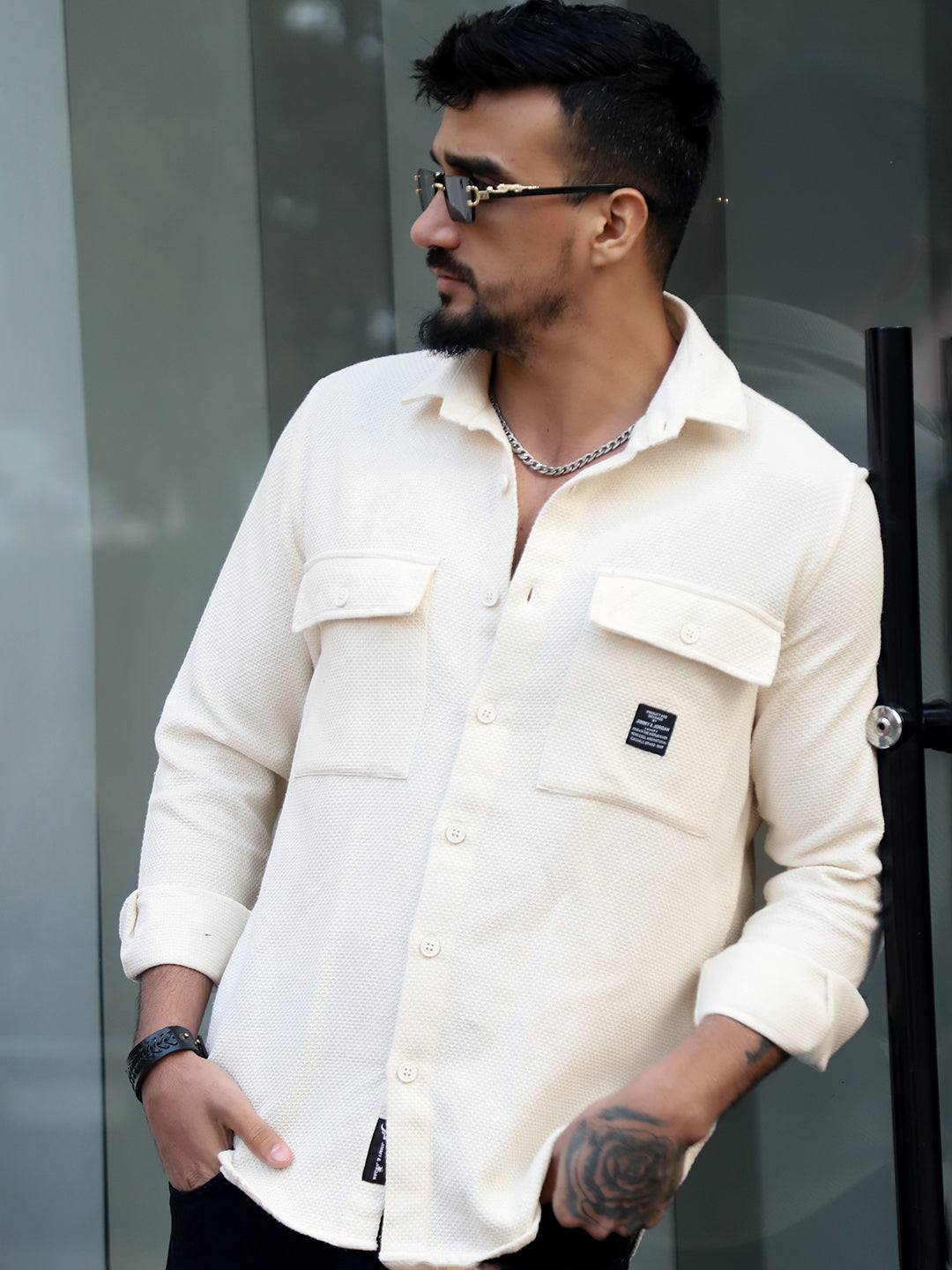 Tuscan Beige Texture Full Sleeve Shirt