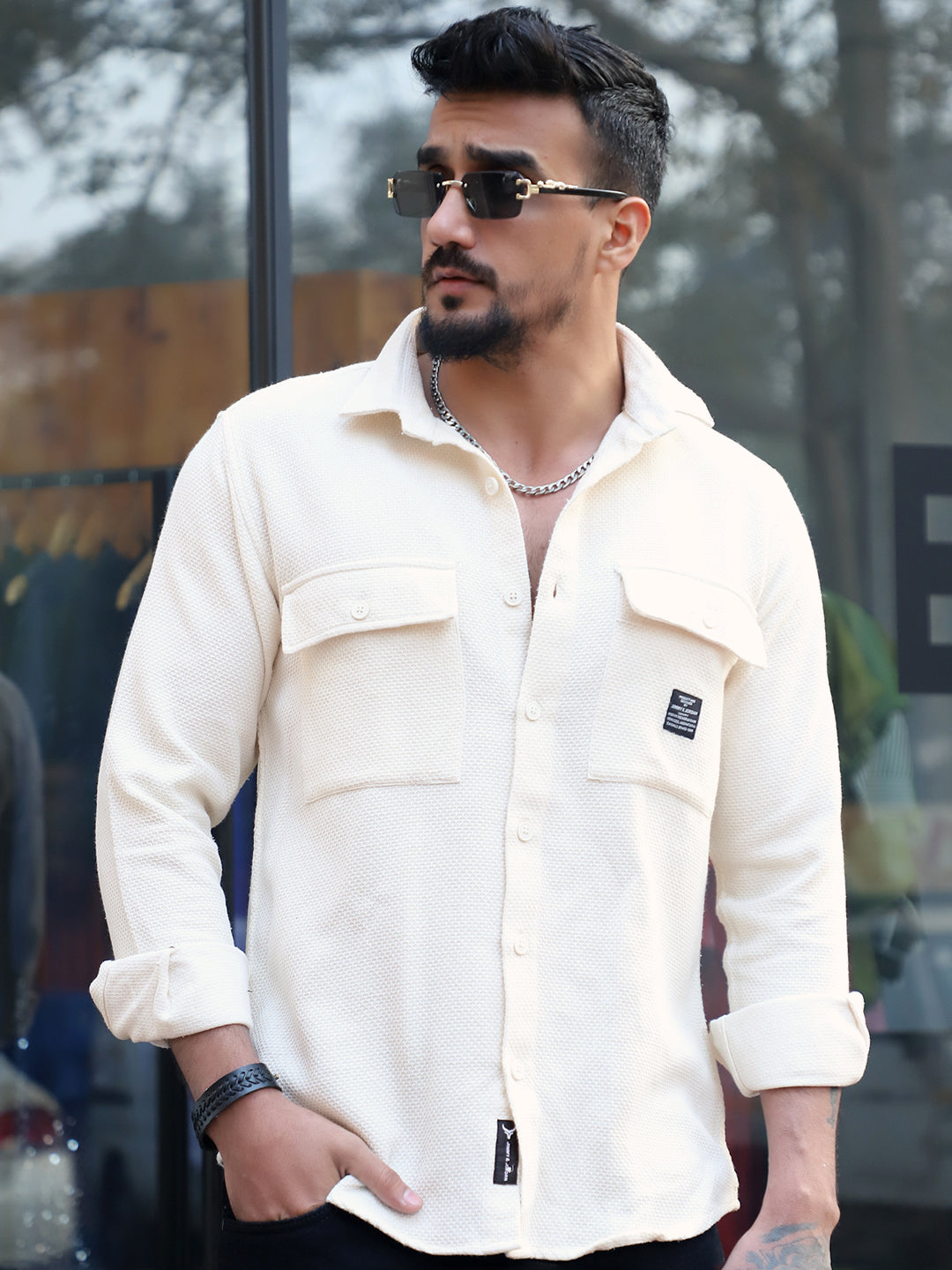 Tuscan Beige Texture Full Sleeve Shirt