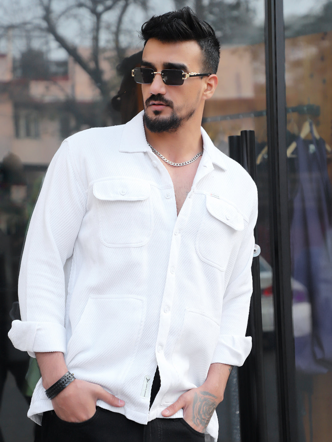 Earthcore Textured White Shacket