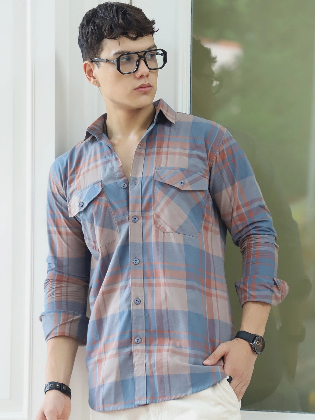 Toscano Touch Slate Grey Check Shirt