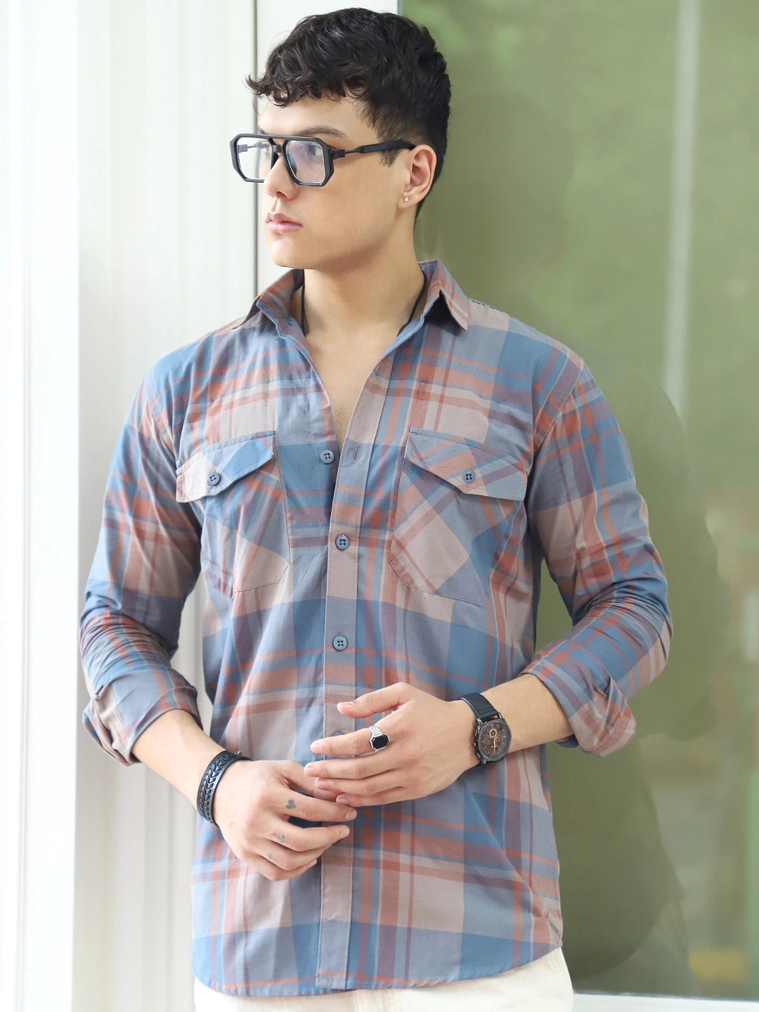 Toscano Touch Slate Grey Check Shirt