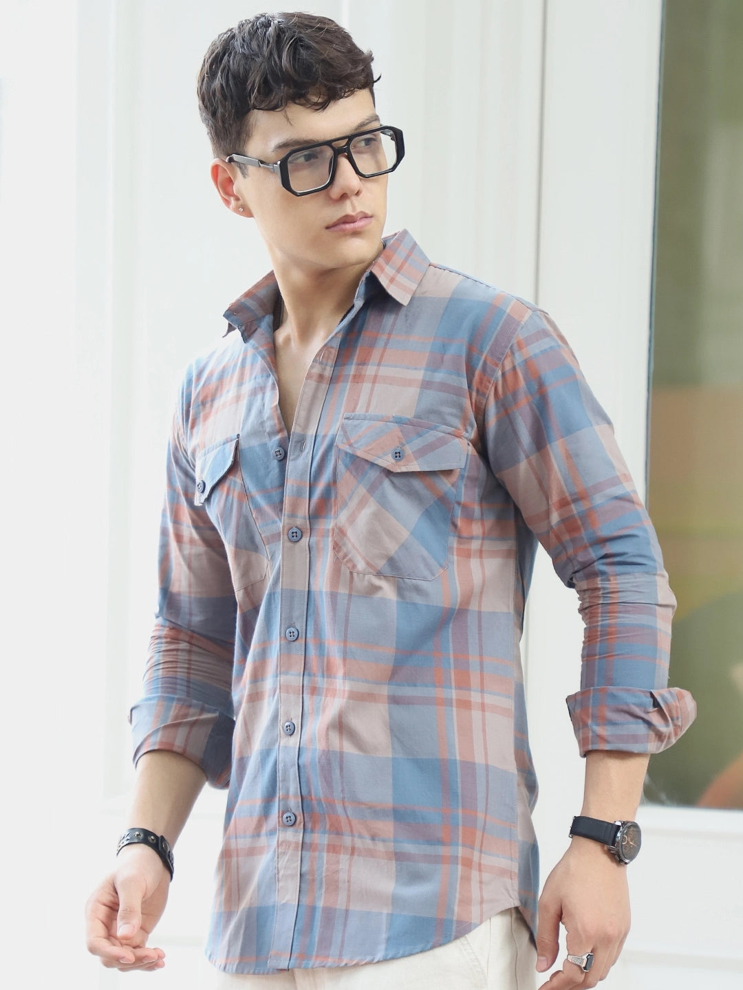 Toscano Touch Slate Grey Check Shirt