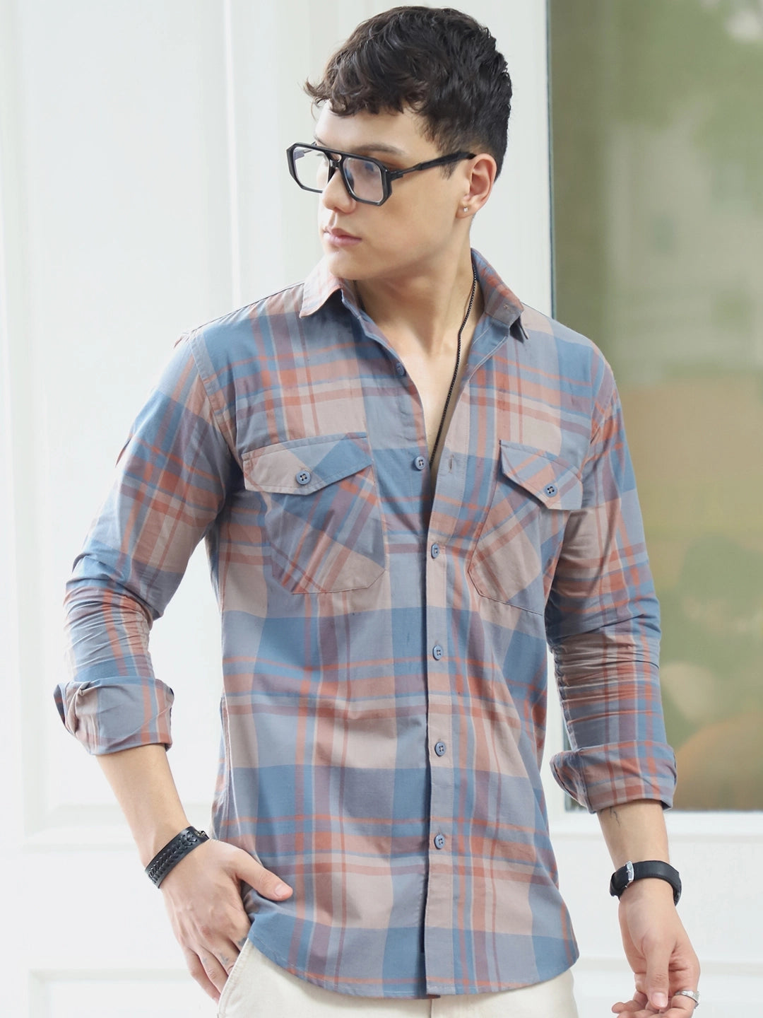 Toscano Touch Slate Grey Check Shirt