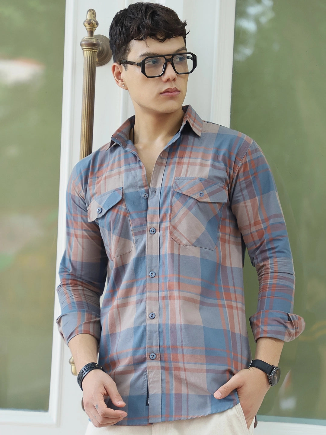 Toscano Touch Slate Grey Check Shirt