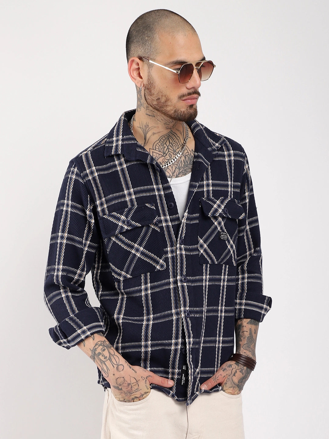 Royal Match Navy Check Full Sleeve Shirt