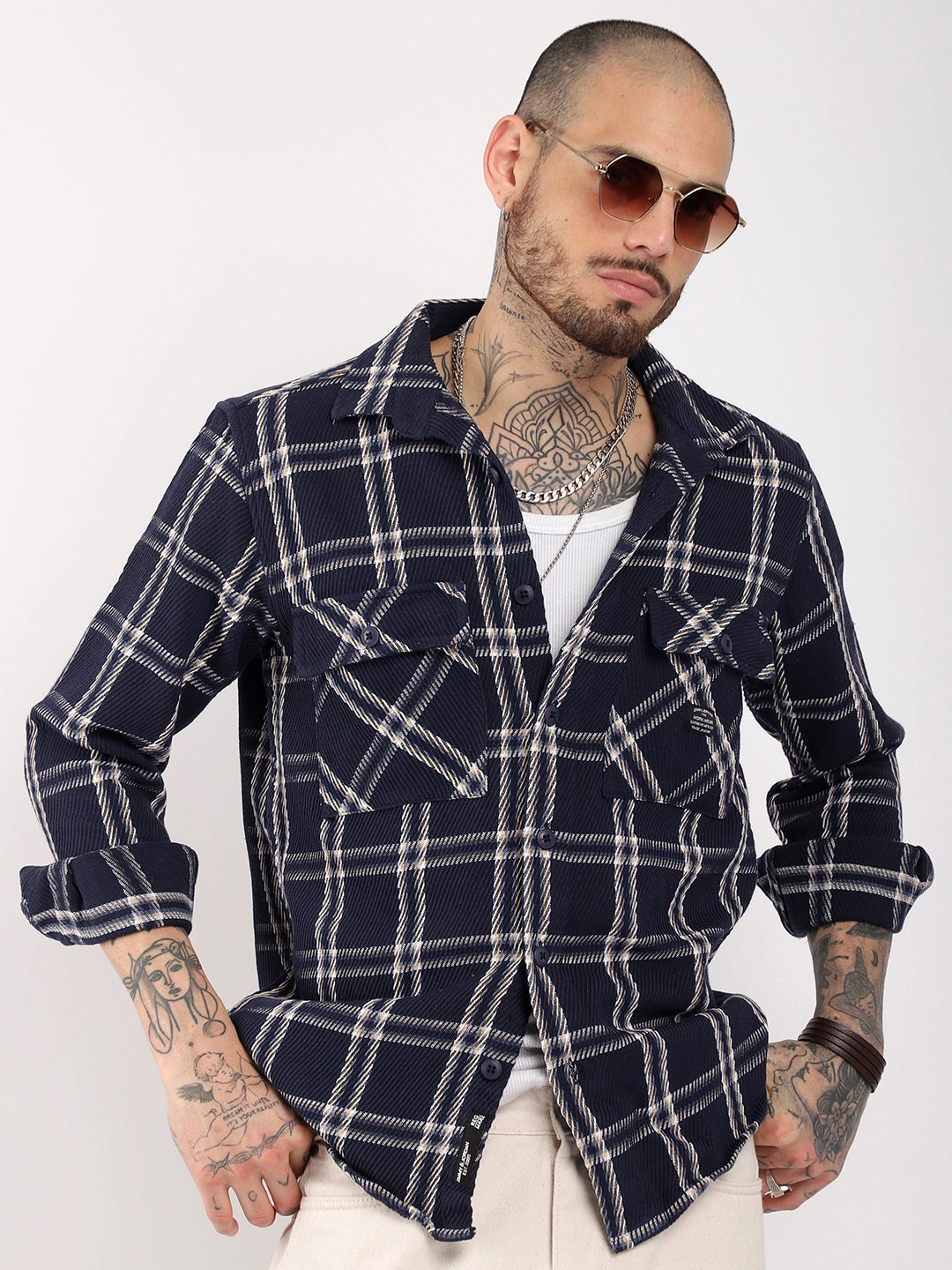 Royal Match Navy Check Full Sleeve Shirt