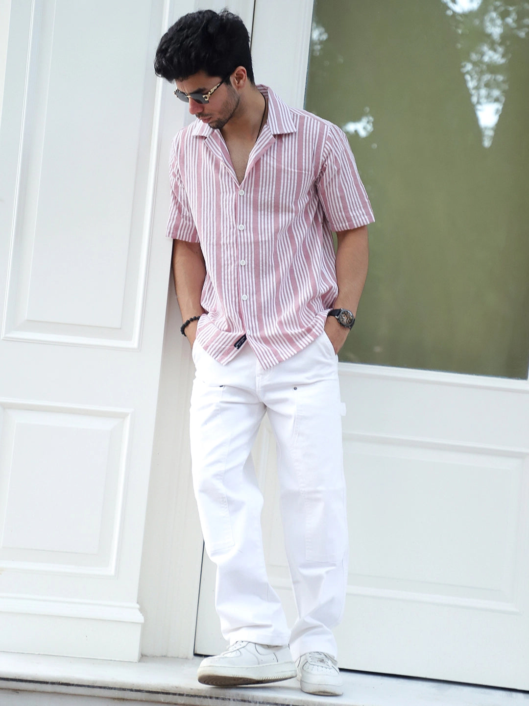 SnugSky Neon Pink Half Sleeve Stripe Shirt