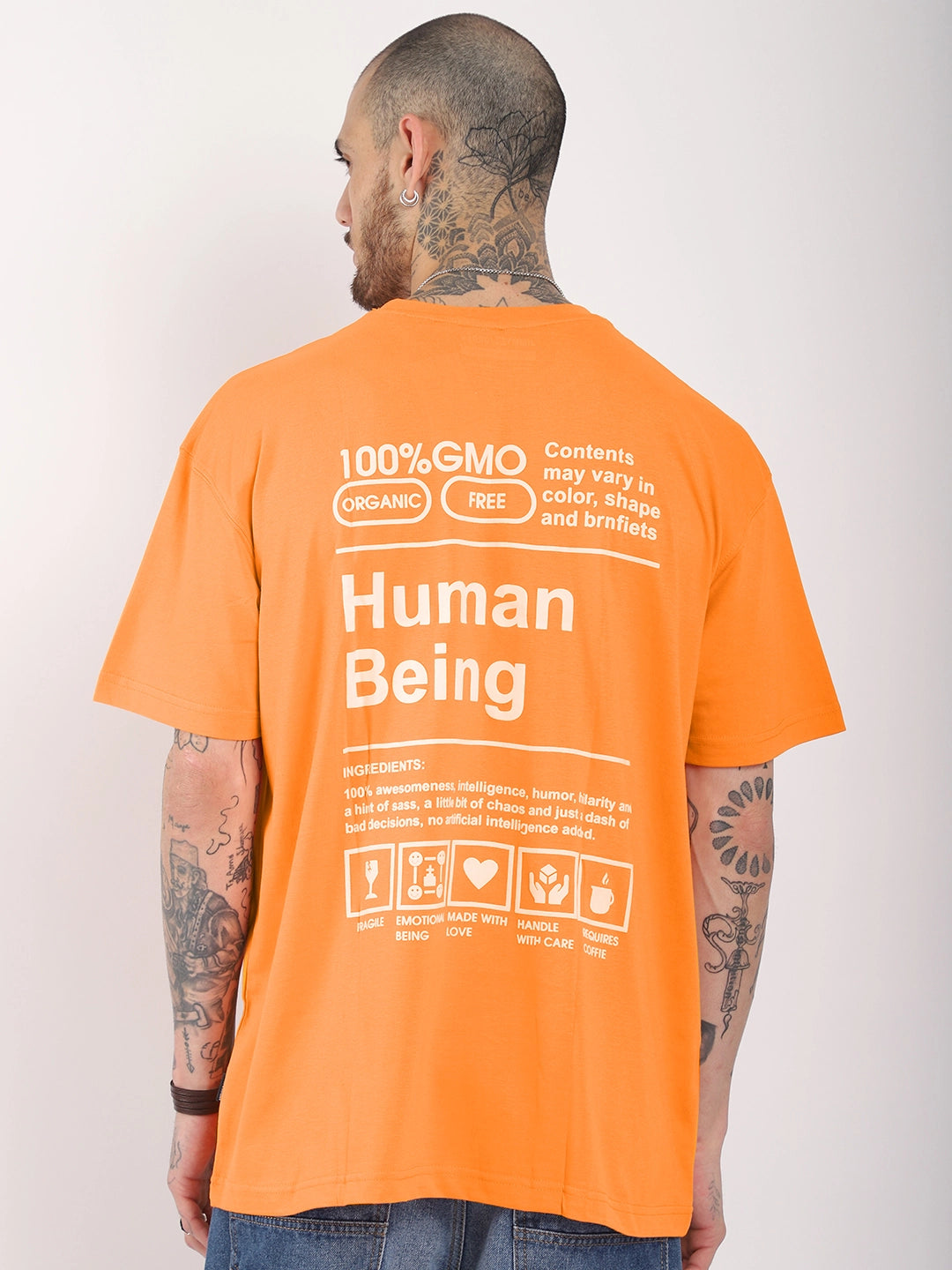 Human Being Oversized Orange T-Shirt