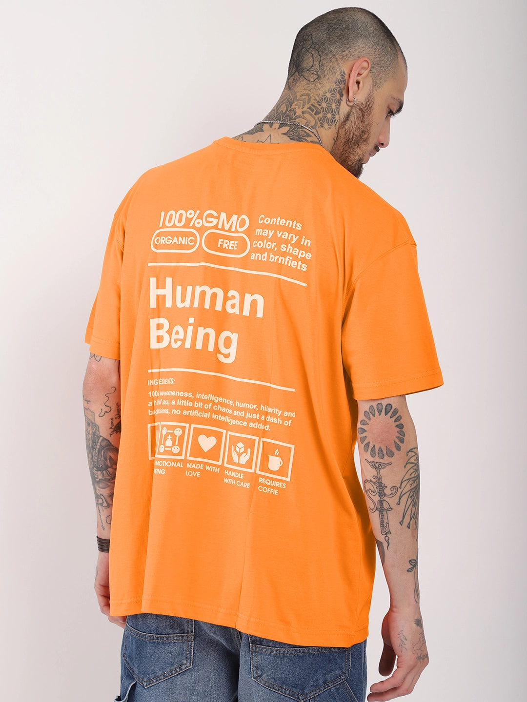 Human Being Oversized Orange T-Shirt