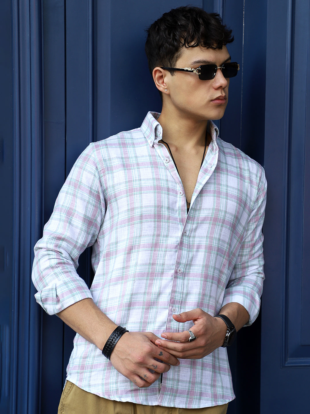 Cortese Cut Light Green Check Shirt