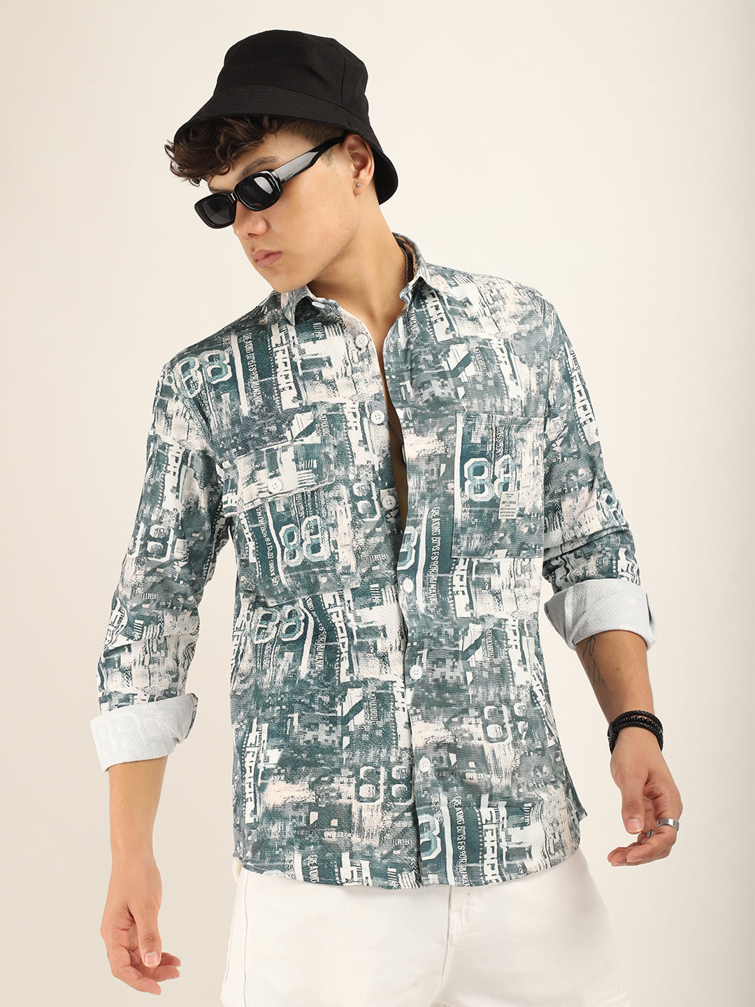 Light Green Digital Print Shirt