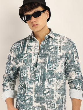 Light Green Digital Print Shirt