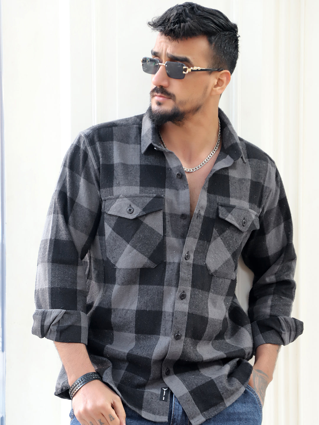 Greylock Black Check Full Sleeve Shirt