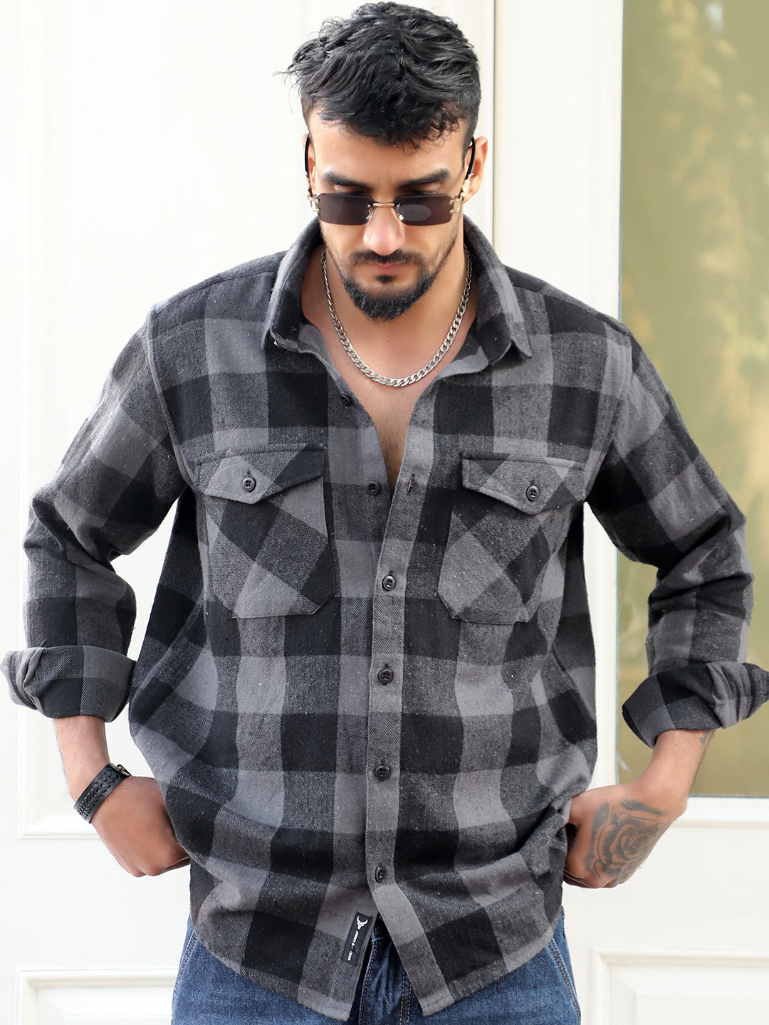 Greylock Black Check Full Sleeve Shirt